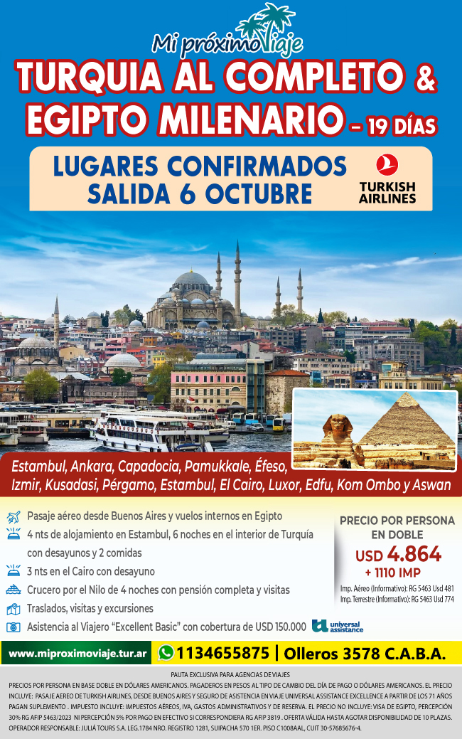 TURQUIA AL COMPLETO & EGIPTO MILENARIO con TK - SALIDA 6 OCTUBRE